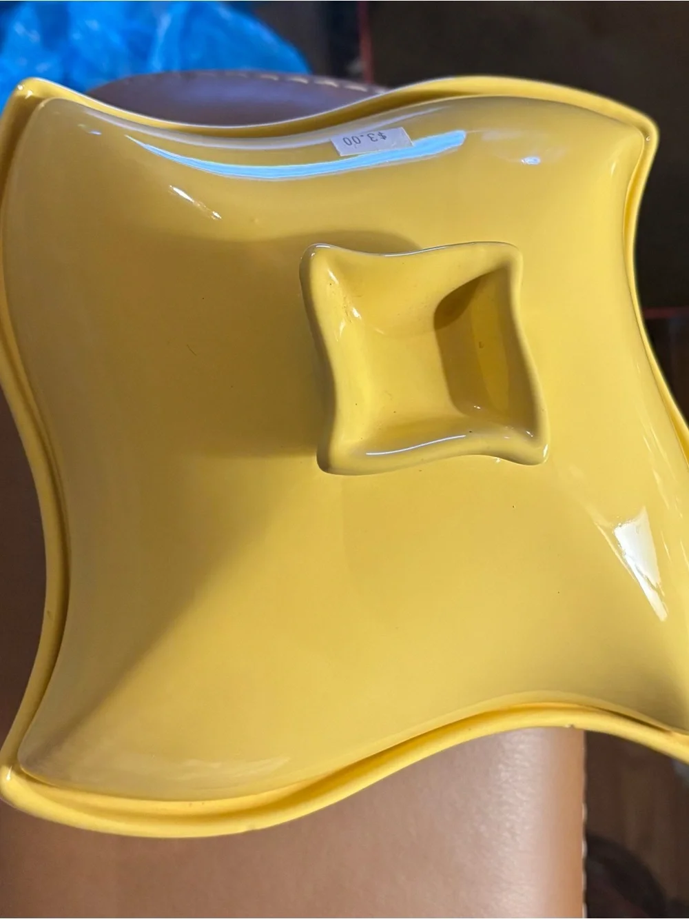 Godinger Yellow Ceramic Covered Casserole with Chrome Stand